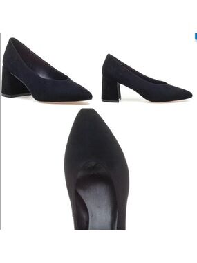 M4DE Helen Black Suede Block Heel  pumps Shoes size 8.5